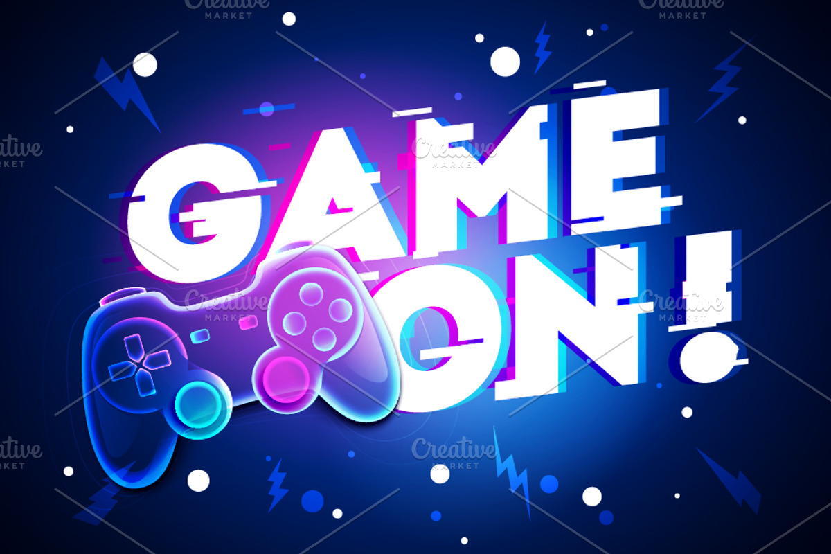 Game On Joypad In Neon Glitch Style, a Technology Illustration by Black White Mouse Design (Photo 1 of 3)