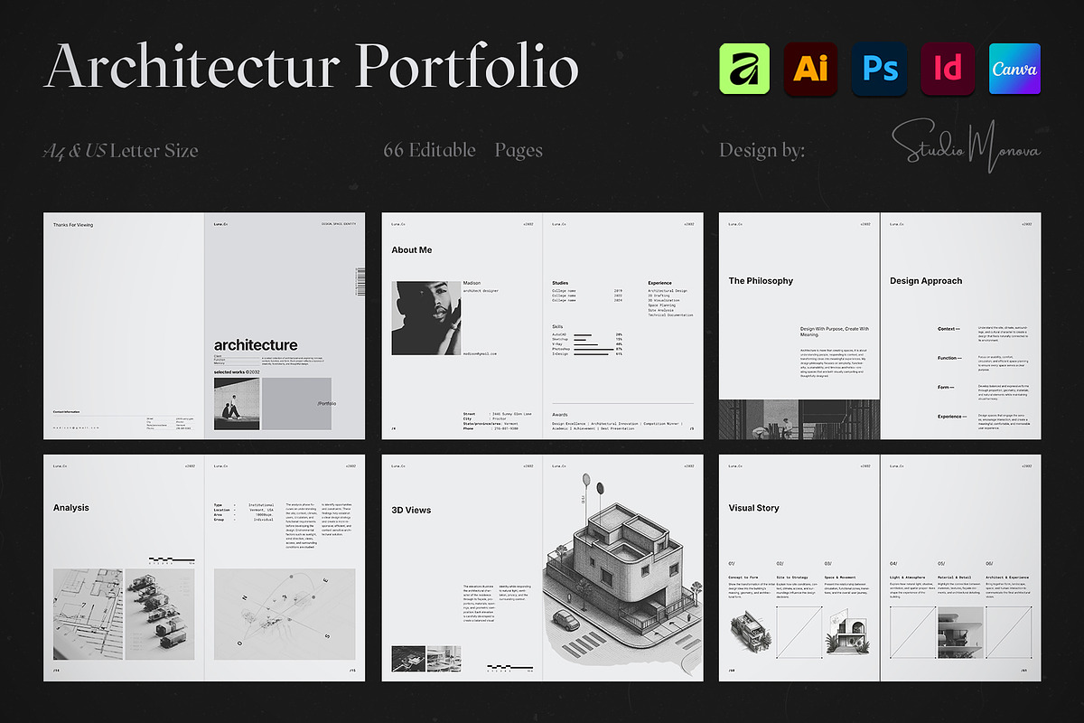 Architecture Portfolio Template, a Brochure Template by Studio Monova (Photo 1 of 33)