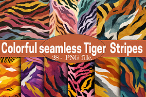 Colorful Tiger Stripes Digital Paper, a Pattern Graphic by SVGArt