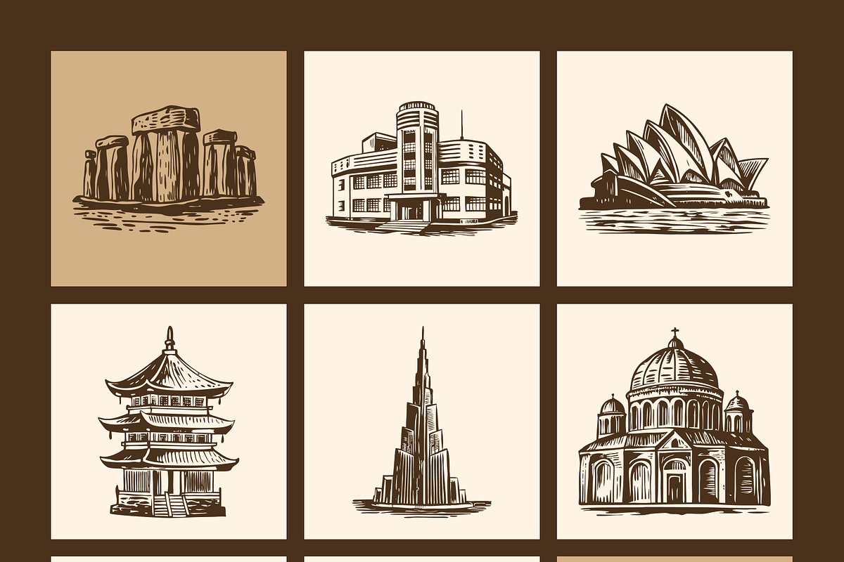 Vintage Building Illustration Set, a Decorative Illustration by Creative Stall (Photo 9 of 10)