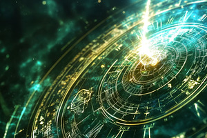 uturistic Digital Interface with Glowing Circular Patterns, an Abstract Photo by Natalia Klenova's Shop