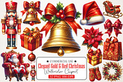Elegant Gold & Red Christmas Clipart, an Illustration by RobertsArt (Thumbnail 1 of 7)