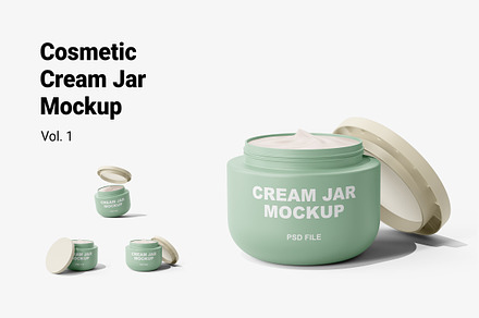 Cosmetic Cream Jar Mockup Vol.1, a Packaging Mockup by Akebareee