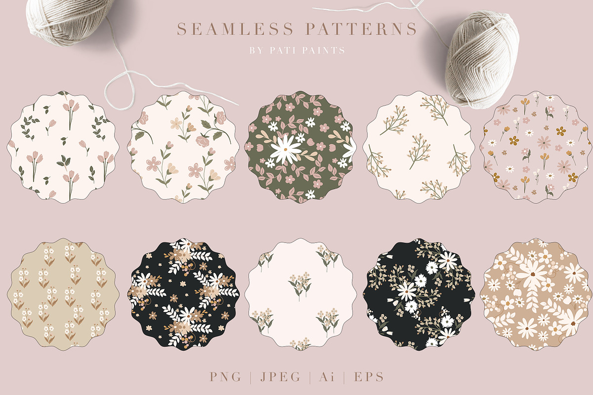Meadow of Flowers Vector Collection, a Texture Illustration by Pati Paints (Photo 5 of 12)