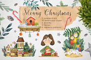 Merry Christmas - Watercolor Set, a Decorative Illustration by annasokol_ (Thumbnail 1 of 10)