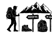 Hiking Adventure Silhouette Bundle, an Illustration by yasushie (Thumbnail 12 of 51)