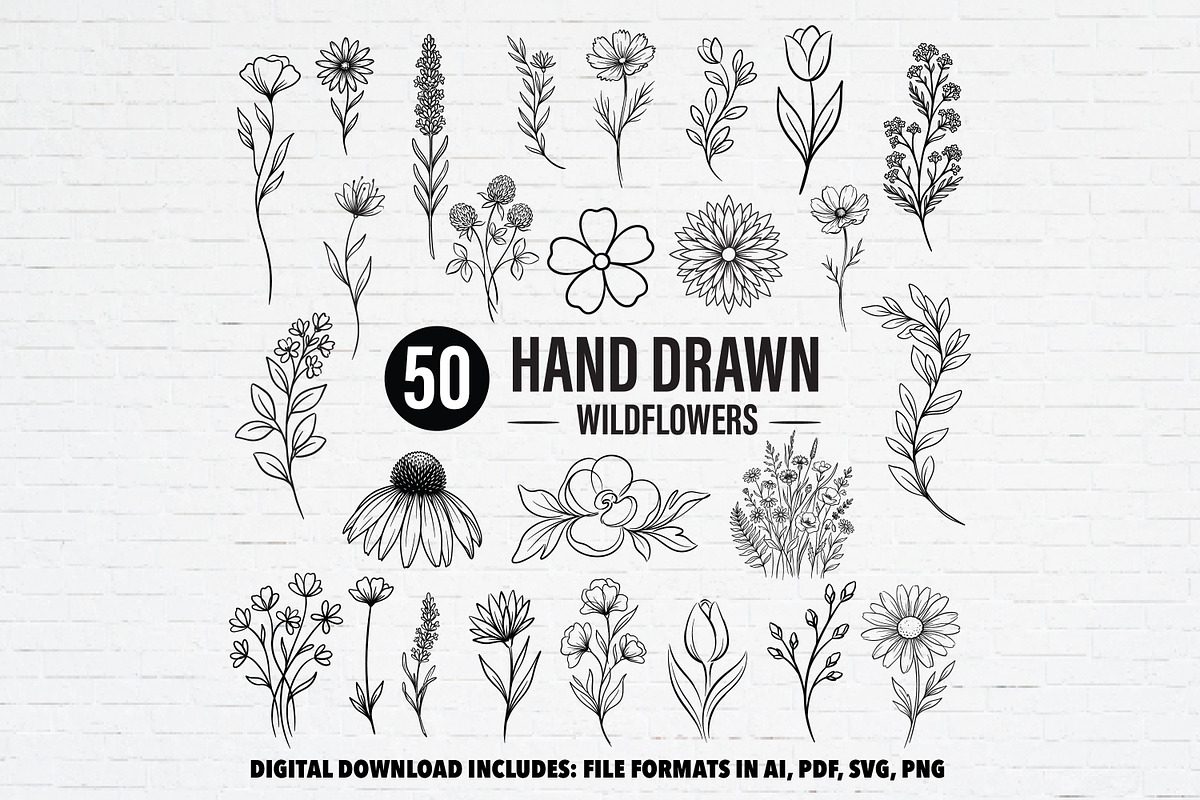 Whimsical Wildflower SVG Bundle, a Decorative Illustration by Guavanaboy (Photo 1 of 3)