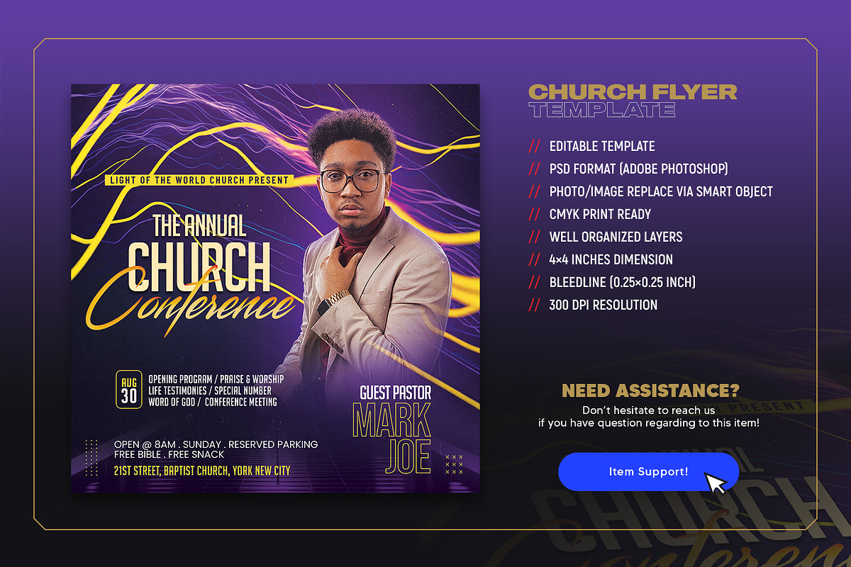Church Conference Square Flyer, a Flyer Template by Intenseartisan_Stock