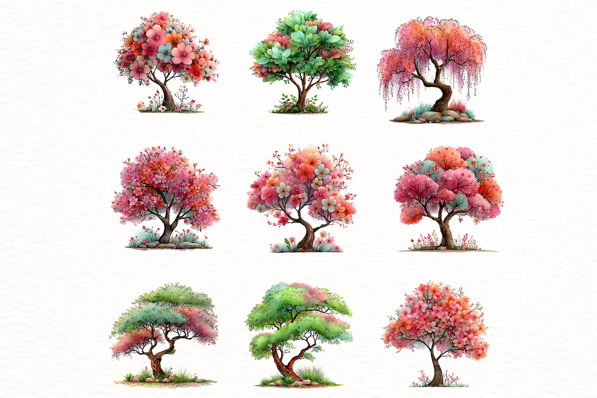 Whimsical Spring Trees Clipart, an Illustration by Designworld (Photo 5 of 5)
