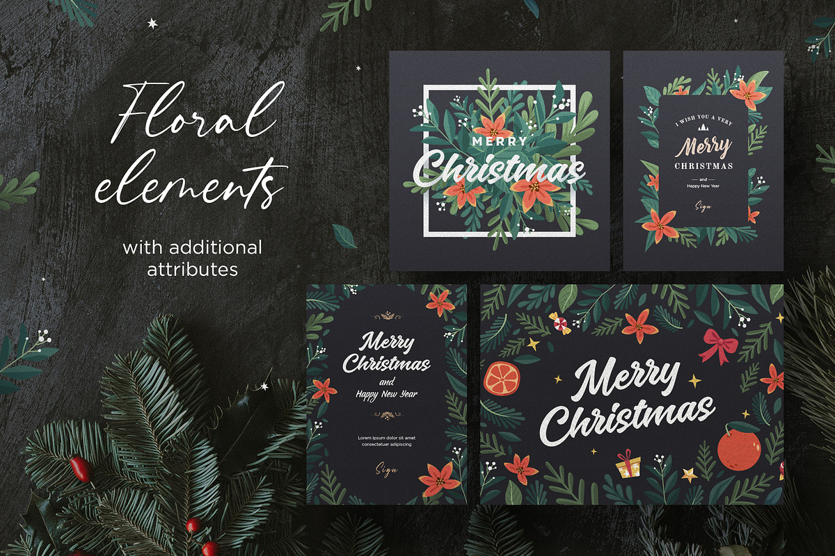 Christmas Cards Set, a Card Template by StonePic (Photo 4 of 4)
