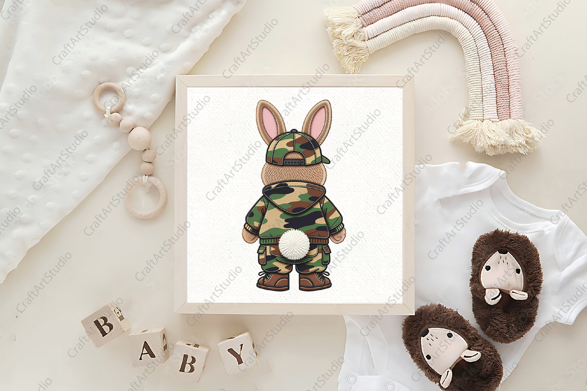 Faux Embroidered Camo Bunny PNG, an Illustration by CraftArtStudio (Photo 4 of 4)