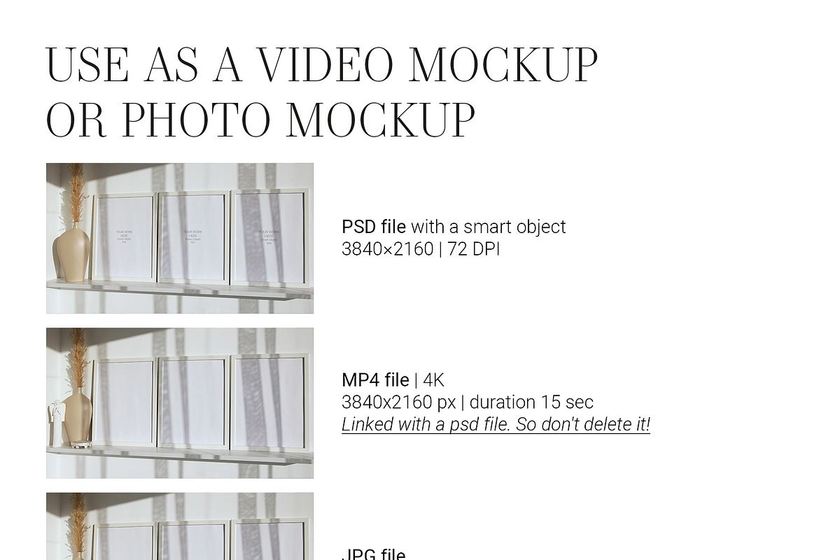 Video Photo 3 Frames Mockup 3x4 vff, an Advertising Mockup by PawMockups (Photo 6 of 11)