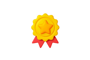 Medal or order 3d icon. Golden, an Object Illustration by Valerie Bodnar