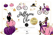 Halloween Fashion Witch Clipart, a Seasonal Illustration by KaramfilaS (Thumbnail 1 of 8)
