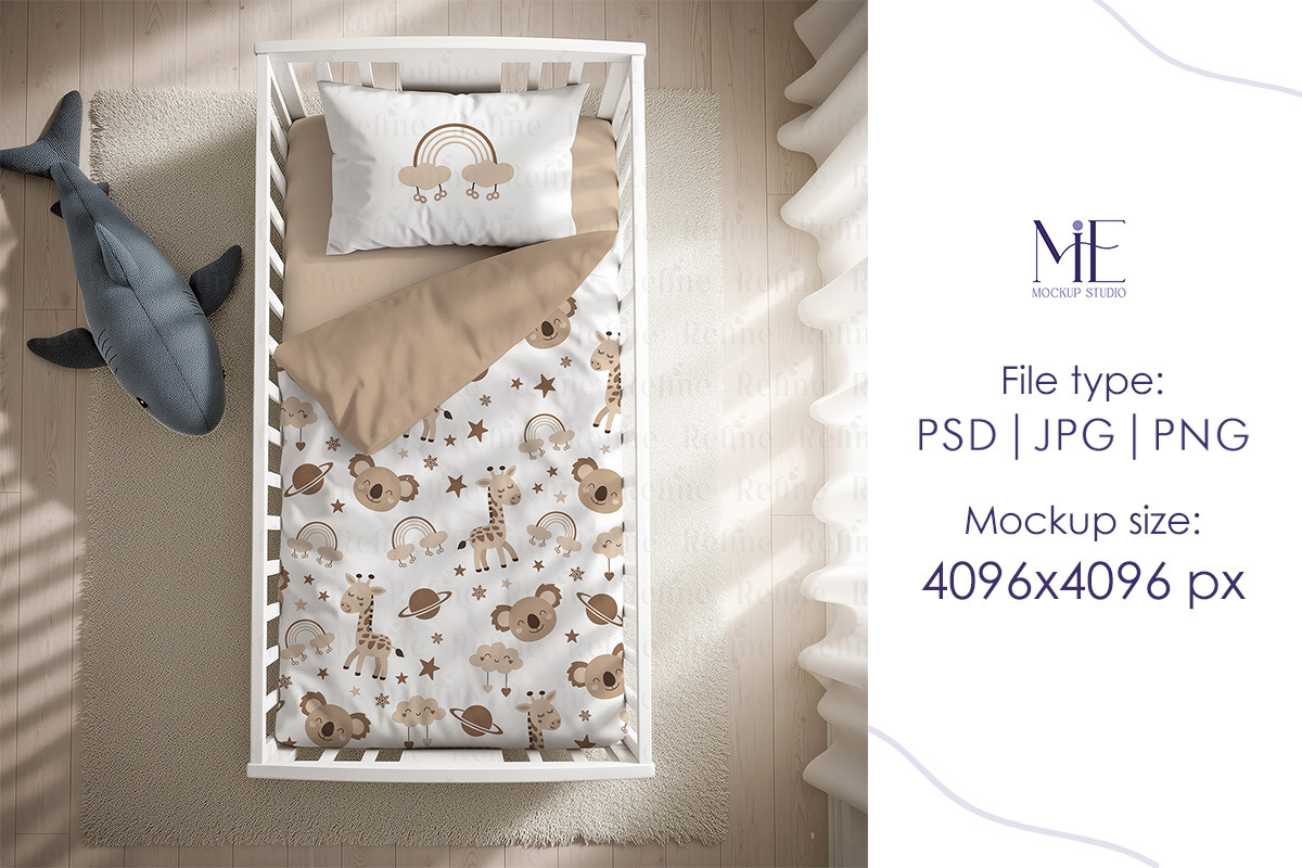 Baby Crib Bedding Mockup, a Mockup by Mie Mockup Studio (Photo 5 of 5)