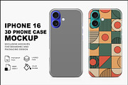 iPhone 16 3d Phone Case Mockup, an iPhone Mockup by GraphicsPixel (Thumbnail 1 of 6)