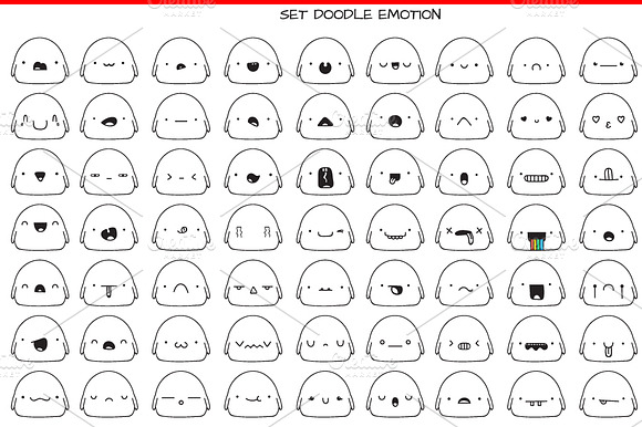 Set 70 Cute Doodle Emotions