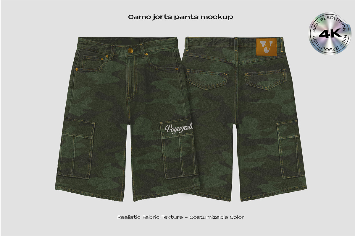 Camo jorts pants mockup, a Bottom Mockup by Voyage Studio (Photo 1 of 3)