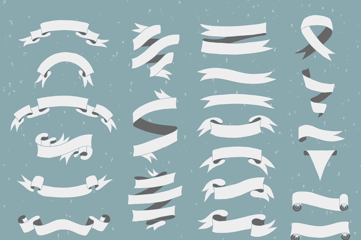 Hand-drawn ribbon banners set., a Decorative Illustration by itiir (Photo 1 of 2)