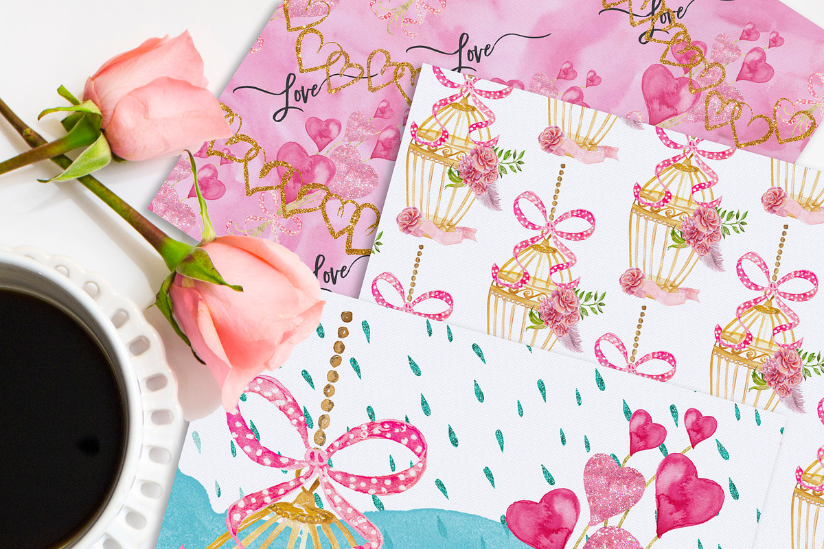 Love is All We Need Digital Paper, a Pattern Graphic by My Creative Atelier (Photo 2 of 5)