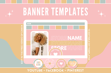 Cute Social Media Banners + Icons, a Social Media Template by SunshineStudioBoutique