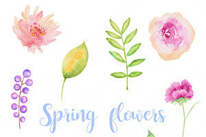 Watercolor Flowers Clipart