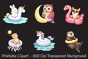 Summer Animals on Float Sublimation, an Illustration by RobertsArt (Thumbnail 4 of 7)