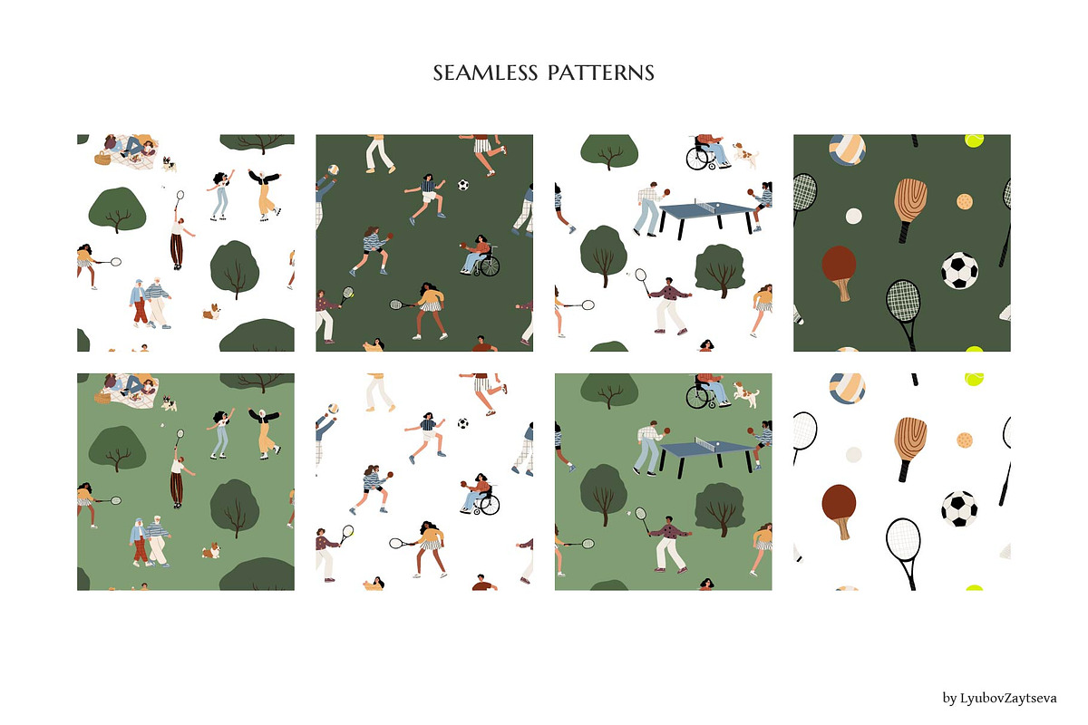 Sports in Park, People Illustration, a Sport Illustration by LyubovZaytseva (Photo 13 of 20)