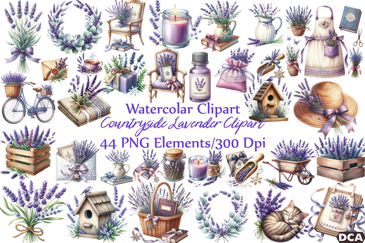 Countryside Lavender Clipart, an Illustration by DreamCafeArt (Photo 1 of 7)