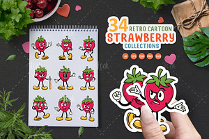 Strawberry Cartoon, a Food Illustration by Allmostudio