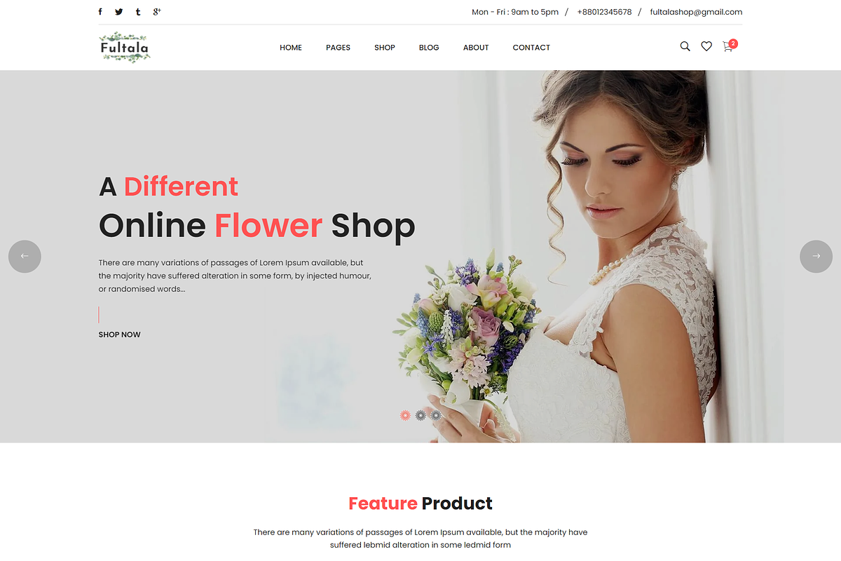 Flower Shop HTML Template – Fultala, a Websites & App Template by HasThemes (Photo 1 of 3)