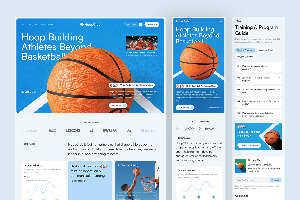 Basketball Academy Website UI Figma, an UI Kit Template by peterdraw (Photo 7 of 7)