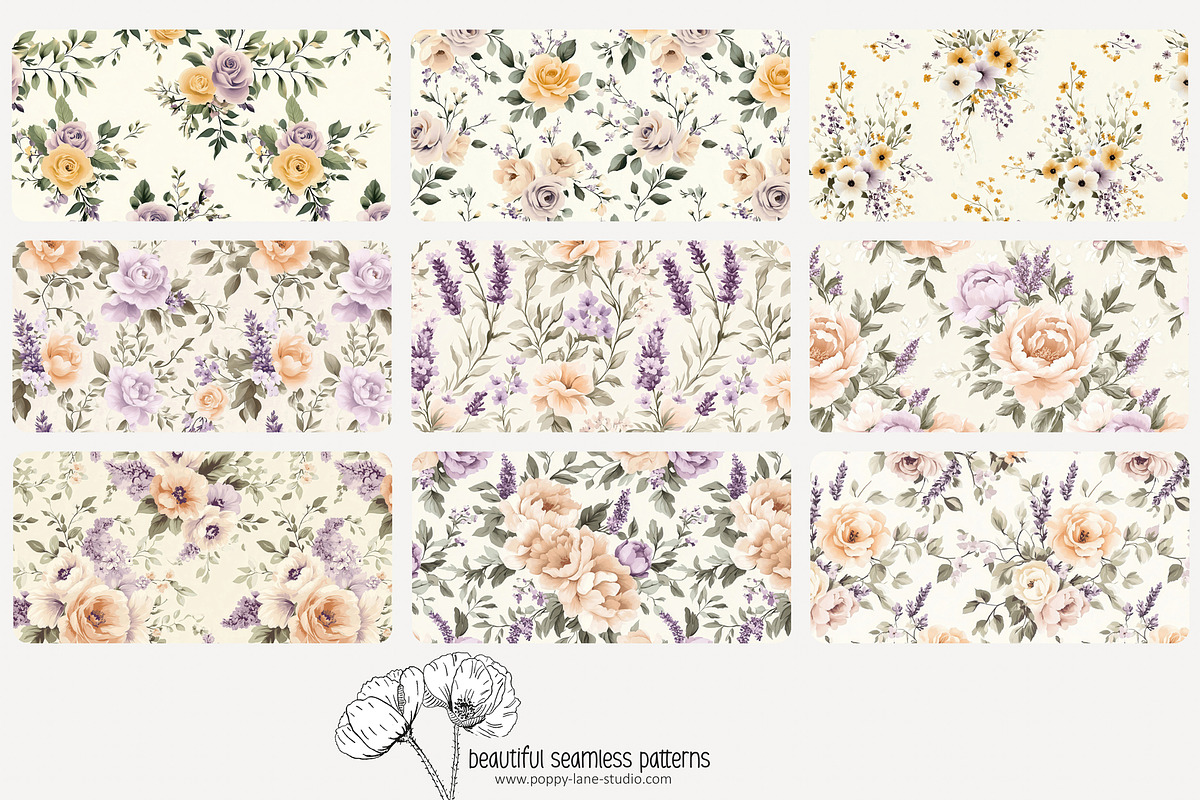 70 Provence floral seamless pattern, a Pattern Graphic by Poppy Lane Studio (Photo 2 of 10)