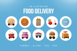 Food Delivery 3D Icon Pack