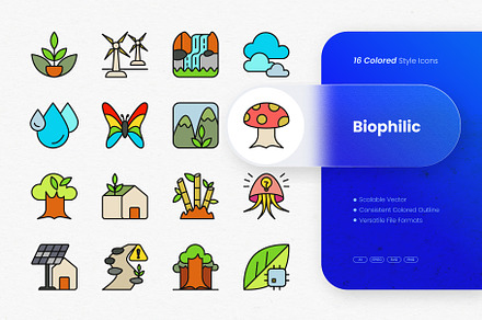 Biophilic Colored Icons, an Outline Icon by cidcud_graphic