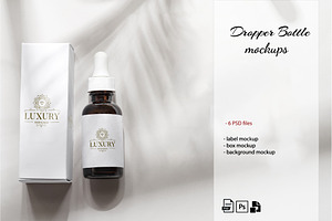 Dropper Bottles Mockup on a white