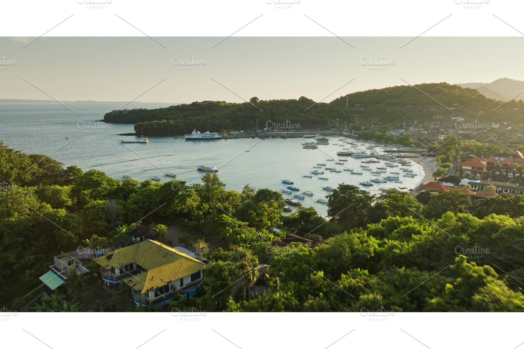 Aerial view of Padang Bai port and, a Nature Photo by Goinyk