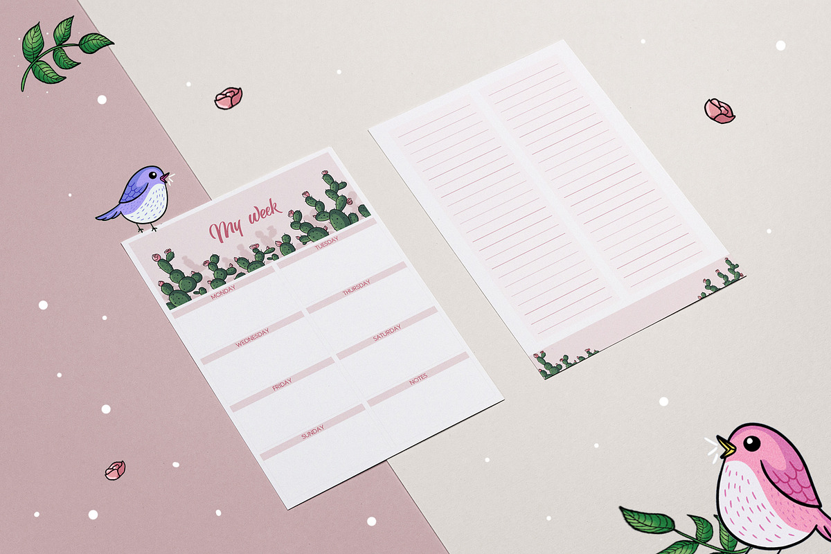 Cute illustrated planner set, a Stationery Template by Pixel Charm Studio (Photo 4 of 6)