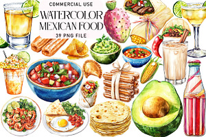 Watercolor Mexican Food Clipart, an Illustration by Daily.Designs