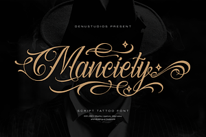 Manciety | Tattoo Script Font, a Blackletter Font by Denustudios