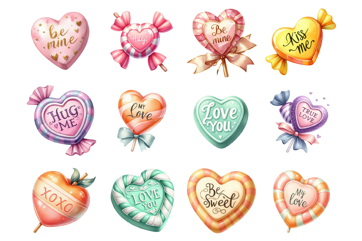 Valentine's Day Candy Hearts Clipart, a Graphic by CitraGraphics (Photo 2 of 3)