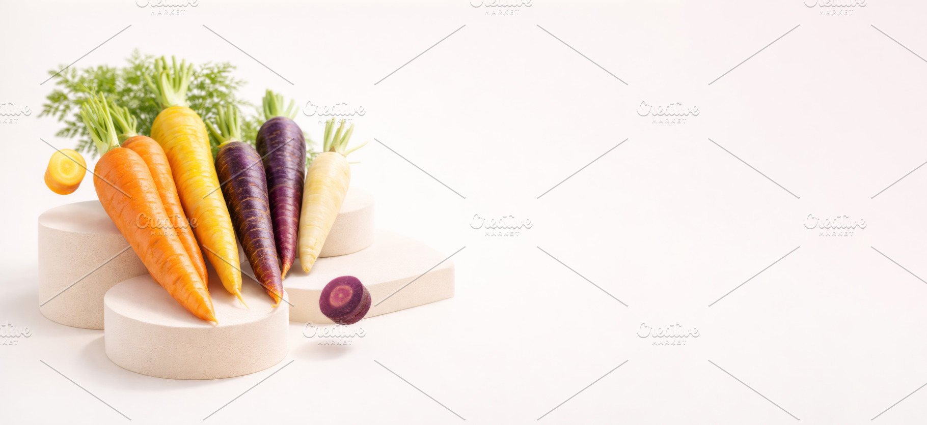 Rainbow carrots in yellow and purple, a Photo by Dvoevnore photos