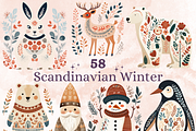 Scandinavian Winter Folk Art, a Seasonal Illustration by GiraffeCreative (Thumbnail 1 of 6)