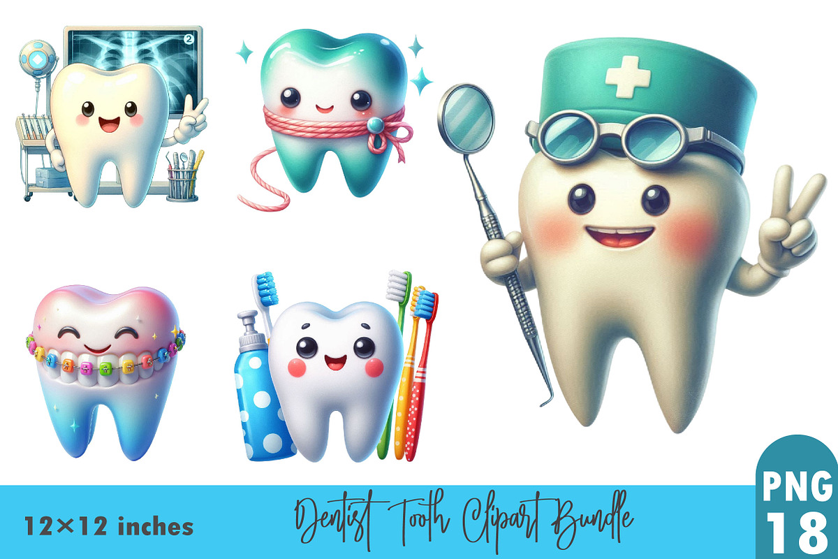 Watercolor Dentist Tooth Clipart, a Graphic by CitraGraphics (Photo 1 of 3)