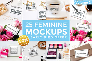 25 Feminine Mockups, a Print Template by Brandspark