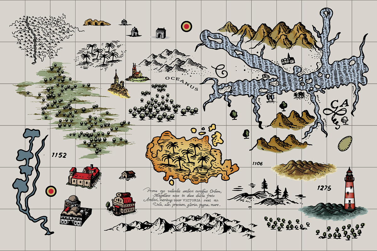 Antique Maps Vector Bundle, an Illustration by Vector Clash (Photo 4 of 9)