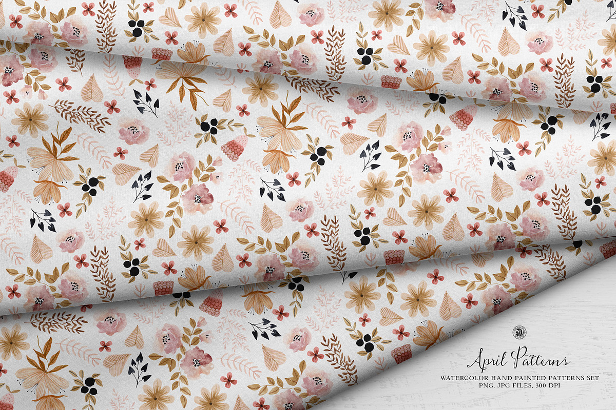 April Patterns - watercolor patterns, a Pattern Graphic by Webvilla Studio (Photo 3 of 5)