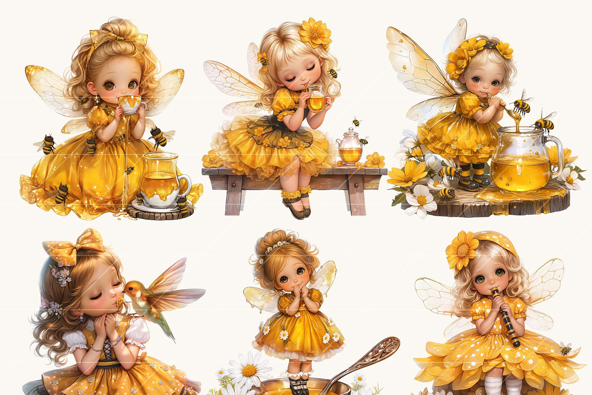 Daisy Fairies Girl Clipart Bundle, a Person Illustration by Design Scotch (Photo 4 of 8)