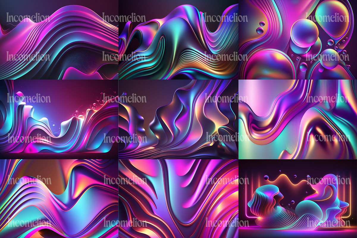 25 Holographic Neon Backgrounds, a Wallpaper Graphic by Incomelion (Photo 4 of 11)