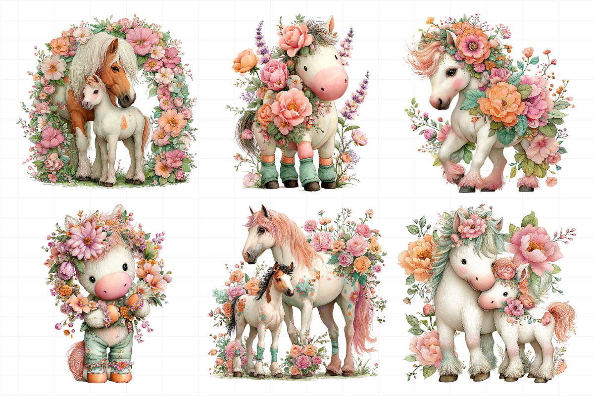 Whimsical Mother's Day Horse Clipart, an Illustration by Daily.Designs (Photo 7 of 7)
